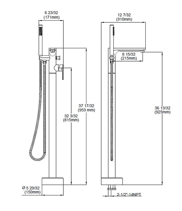 6-Series Free Standing Tub Filler
