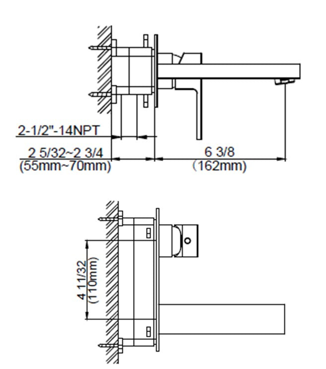 wallmount faucet dimensions 